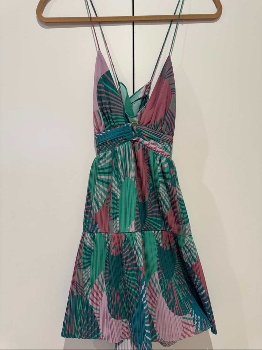 ba&ah Green & Pink Printed Spaghetti Strap Sundress
